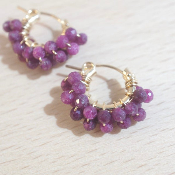 【KOE】14kgf ルビーフープピアス