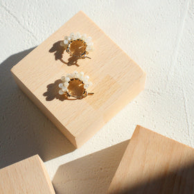 【KOE】14kgf ホワイトムーンフープピアス