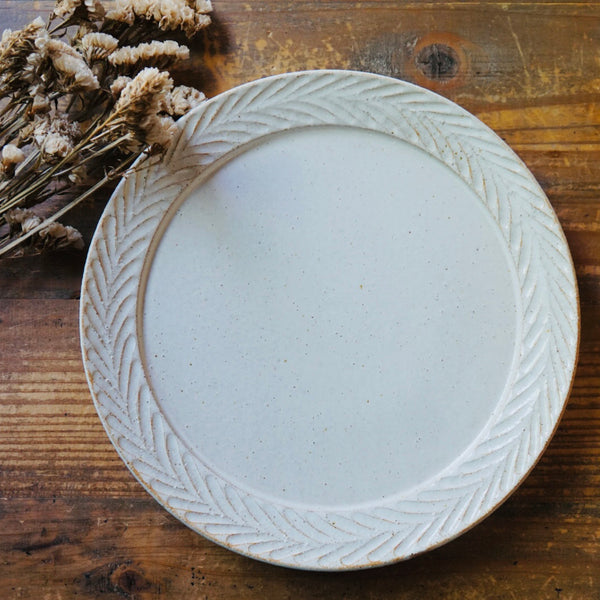 【アトリエキウト】リース　8寸皿　white　陶器